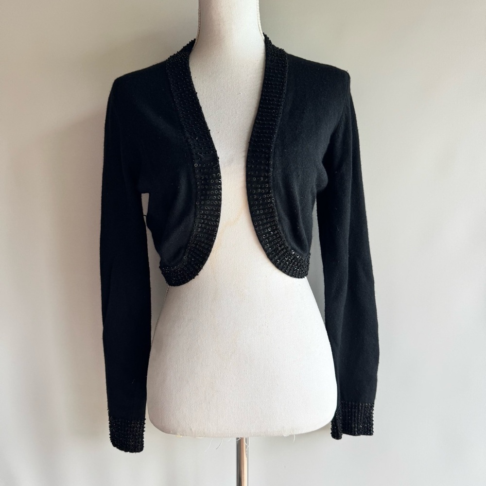 Gracia Fashion Beaded Wool Blend Bolero - sz L
